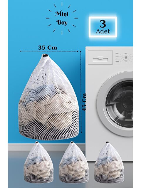 Maison Art LBag | 3 Adet Çamaşır Yıkama Filesi İpli 35x45 Cm | Çorap Perde Filesi - S000074749-20063