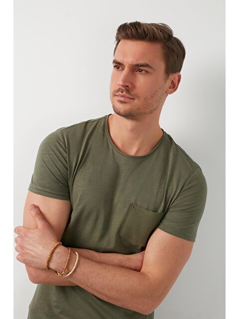 Buratti % 100 Pamuklu Slim Fit Bisiklet Yaka Cepli Tişört 5902000 - S000001812-18547