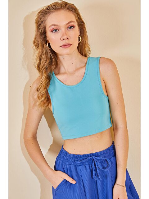 Xhan Turkuvaz Askılı Bluz 2KXK2-46269-13 - S000038468-20055