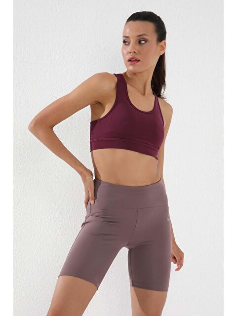 Tommylife Gül Kurusu Yüksek Bel Toparlayıcı Kısa Biker Kadın Tayt - 91007 - S000032306-20028