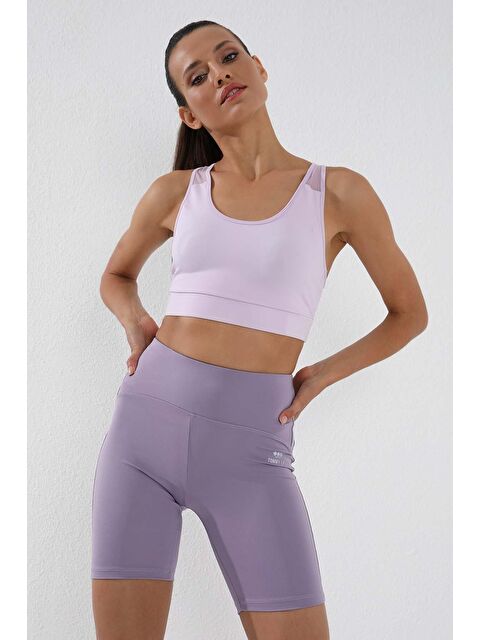 Tommylife Eflatun Yüksek Bel Toparlayıcı Kısa Biker Kadın Tayt - 91007 - S000032306-20038