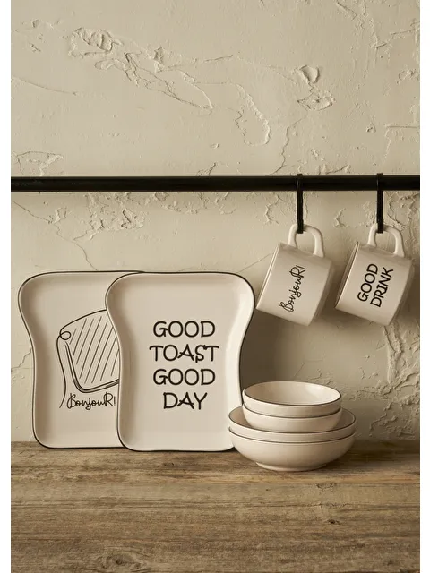 Bella Maison 2 Kişilik  8 Parça Kahvaltı   Takımı Siyah - S000294121-19351