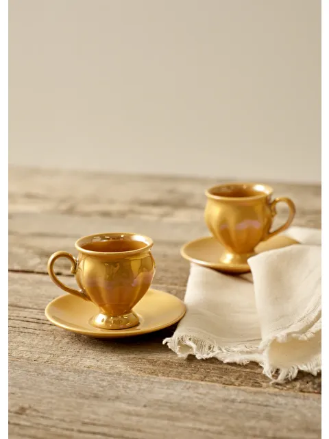 Bella Maison Clara 2'li Porselen Kahve Fincanı Seti Hardal (90 cc) - S000452531-20074