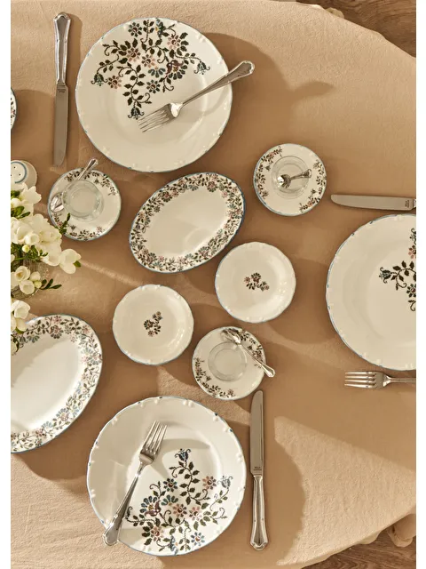 Bella Maison Vintage Porselen 26 Parça 6 Kişilik Kahvaltı Takımı Mavi - S000347722-17234