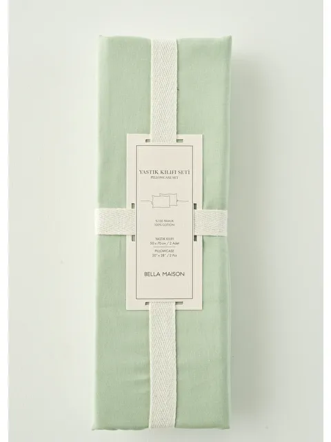 Bella Maison %100 Pamuk Saten Supreme 2'li Yastık Kılıfı Yeşil (50x70 cm) - S000344586-18194