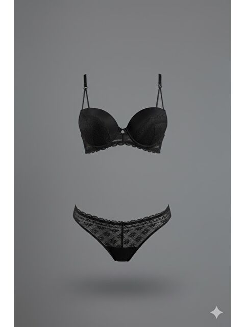 C&City Destekli Sütyen Külot Takım C14158 Siyah - S000222157-19351