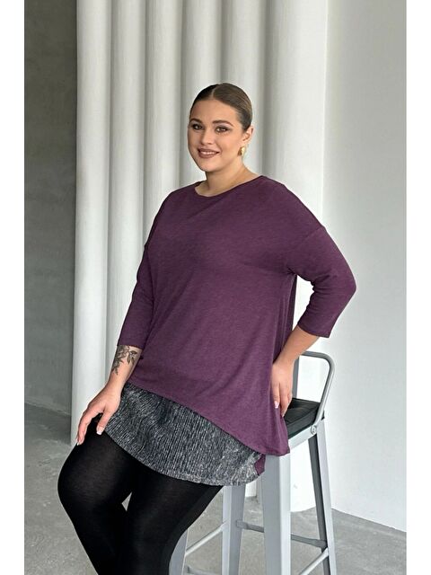 Stil Diva Büyük Beden Eteği Tül Detaylı Uzun Kollu İnce Bluz 84-106 - S000401521-20042