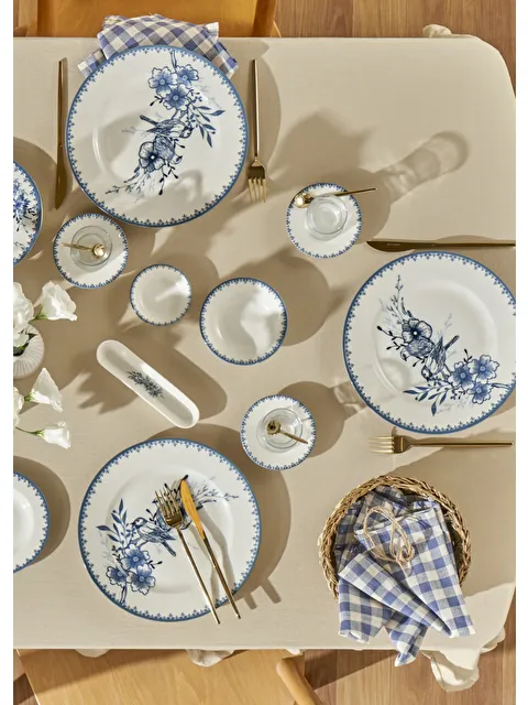 Bella Maison Bleu Blanc Porselen 26 Parça 6 Kişilik Kahvaltı Takımı Mavi - S000289122-17234