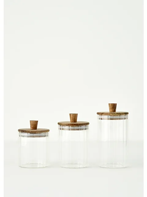 Bella Maison Beatrice Ahşap Kapaklı 3'lü Kavanoz Seti Naturel - S000399074-26406