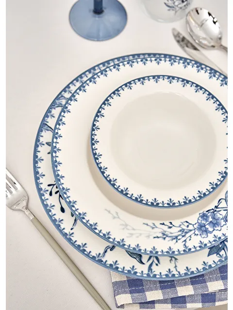 Bella Maison Bleu Blanc Porselen 24 Parça 6 Kişilik Yemek Takımı Mavi - S000289137-17234