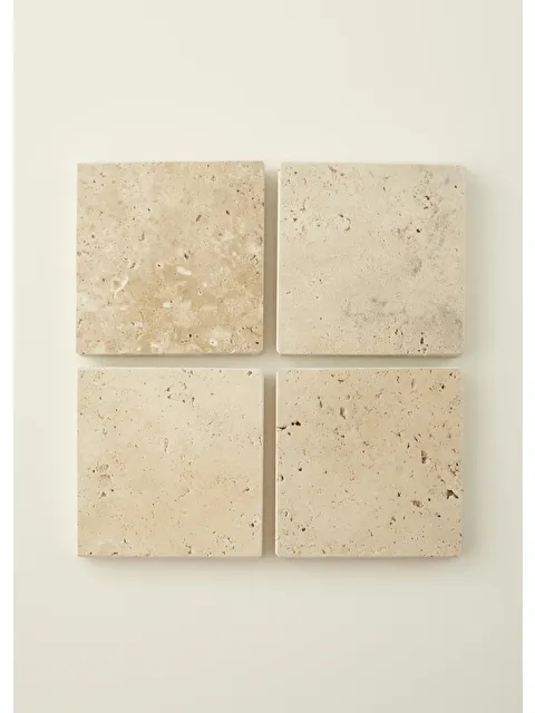 Bella Maison Ephesus 4'lü Traverten Bardak Altlığı (10x10 cm)