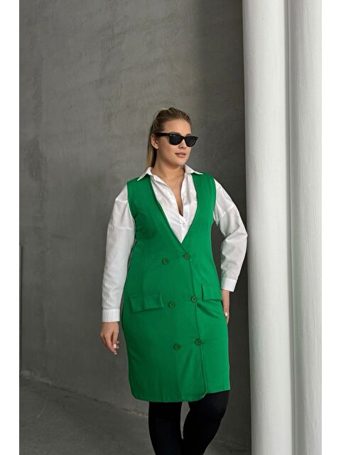 Stil Diva Büyük Beden Sıfır Kol Önü Düğmeli Cep Görünümlü Hırka 300860 - S000350516-18194