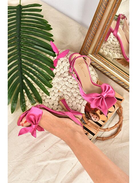 Fox Shoes Fuşya Saten Kurdele Detaylı Kadın Topuklu Ayakkabı K749384904 - S000044542-18686