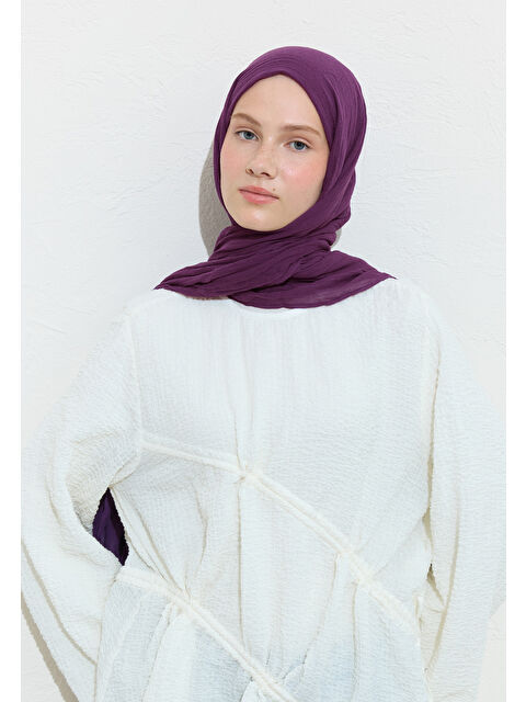 Fresh Scarfs Plum Jam Pamuklu Keten Şal