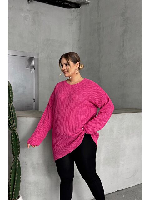 Stil Diva Büyük Beden Uzun Kollu Bisiklet Yaka İnce Triko Kazak 302140 - S000324873-20024