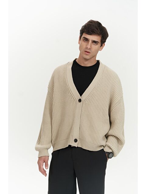 Mai Collection Cassian Bej Erkek Triko Hırka