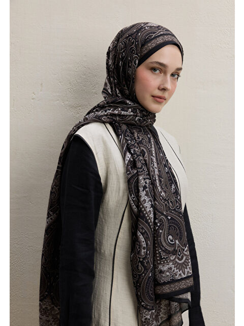 Fresh Scarfs Zaıra Desen Şal Siyah