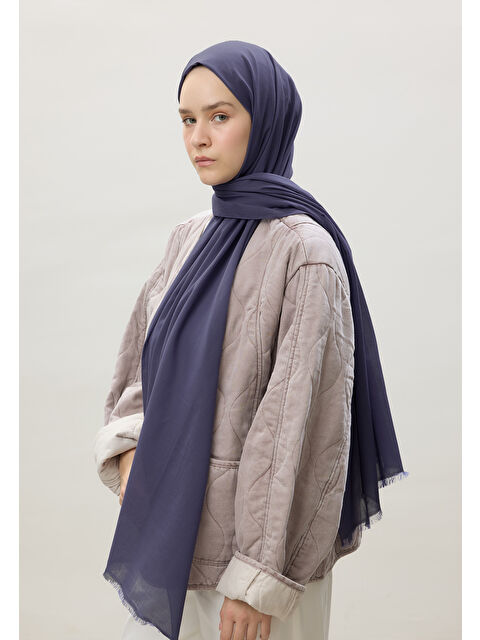 Fresh Scarfs İnce Pamuk Vual Şal Morcivert