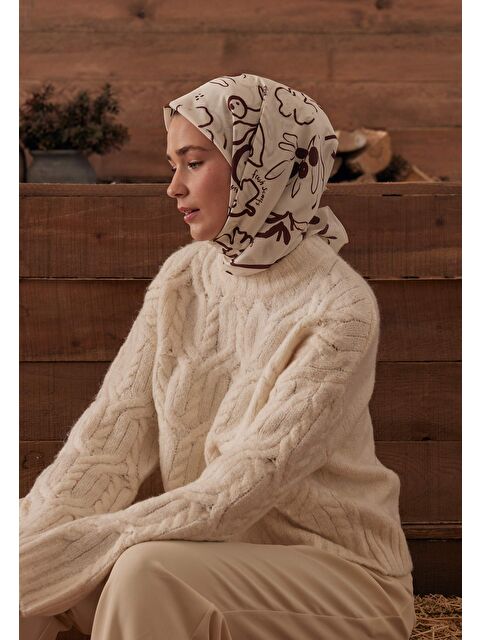 Fresh Scarfs Luna Desen Pamuk İpek Eşarp Vişne