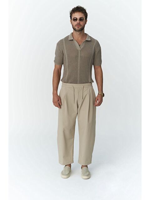 Mai Collection Kenway Bağcık Detaylı Bej  Erkek Pantolon
