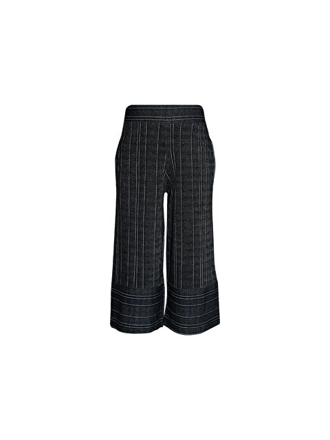 Lovetti Antrasit Kız Çocuk Çizgili Bol Paça Pantolon Kapri - S000084047-29666