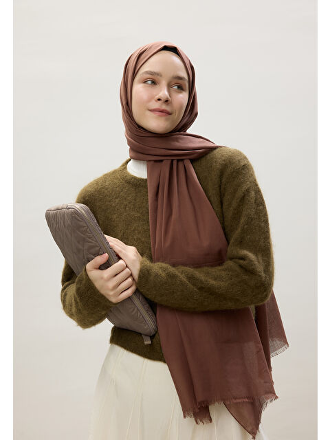Fresh Scarfs İnce Pamuk Vual Şal Kakao