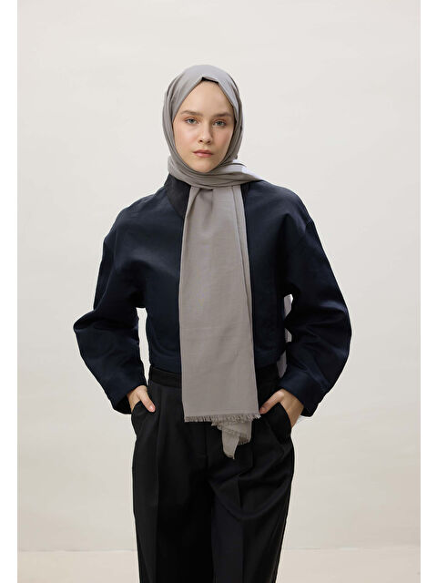 Fresh Scarfs İnce Pamuk Vual Şal Açık Gri