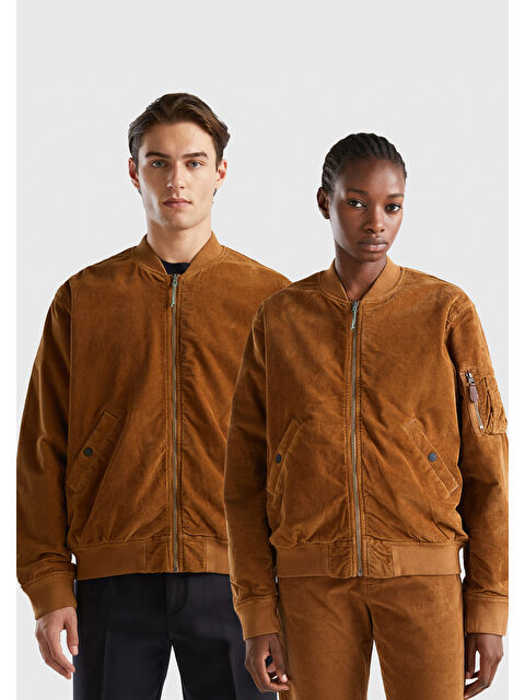 United Colors Of Benetton Unisex Kahverengi Bomber Ceket - S000279346-19413