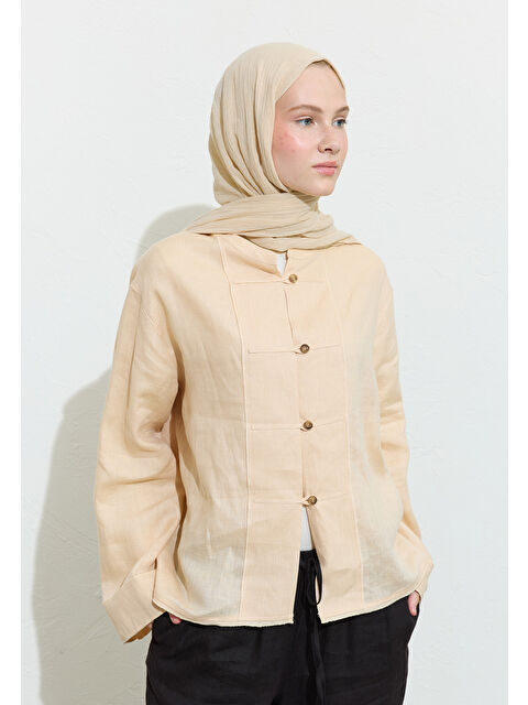 Fresh Scarfs Oat Mılk Latte Pamuklu Keten Şal