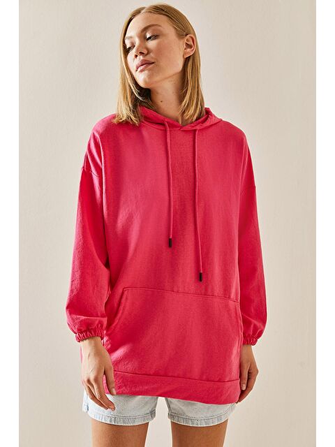 Xhan Fuşya Kanguru Cepli Oversize Kapüşonlü Sweatshirt 3YXK8-47461-07 - S000038515-18686