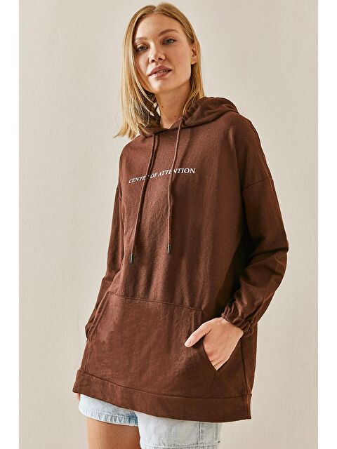 Xhan Kahverengi Kanguru Cepli Kapüşonlü Sweatshirt 3YXK8-47460-18 - S000038517-19413