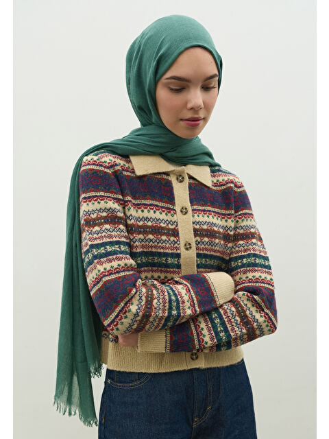 Fresh Scarfs Kaşmir Dokulu Şal Çam Yeşili