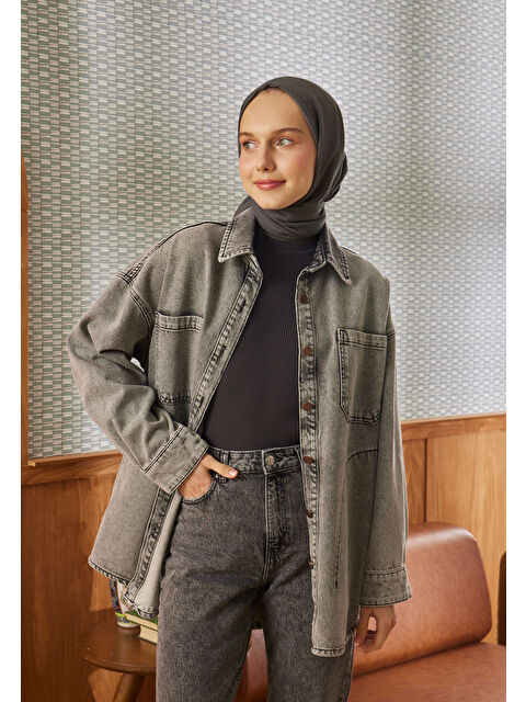 Fresh Scarfs Pamuk Crash Şal Koyu Grı