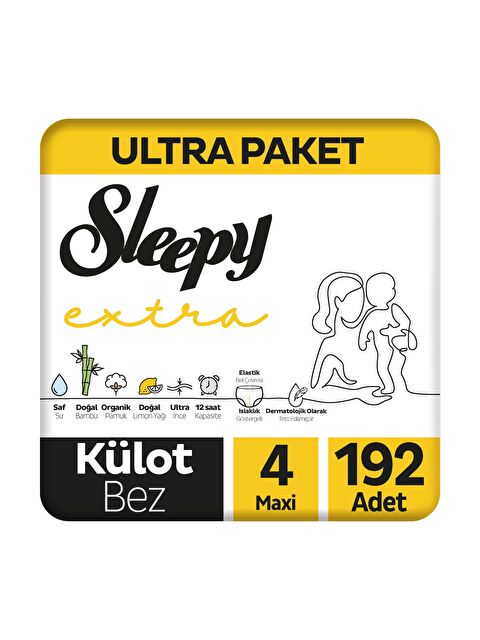 Sleepy Extra Günlük Aktivite Ultra Paket Külot Bez 4 Numara Maxi 192 Adet