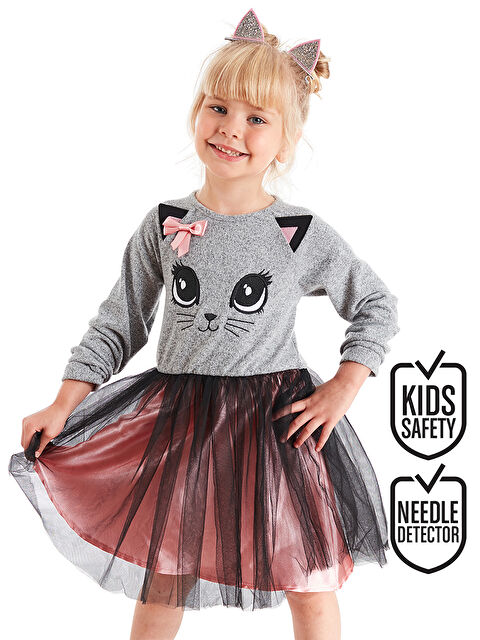 Denokids Tüllü Ponçik Kız Çocuk Elbise - S000009591-23173