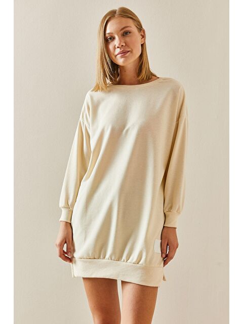 Xhan Krem Rengi Bisiklet Yaka Sweatshirt 3YXK8-47463-22 - S000036128-19966