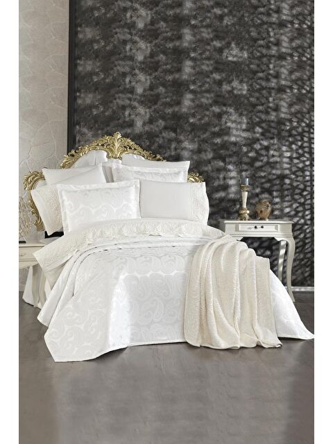 Çeyiz Diyarı Şal 10 Parça Battaniyeli Çeyiz Seti Krem - S000473906-19966