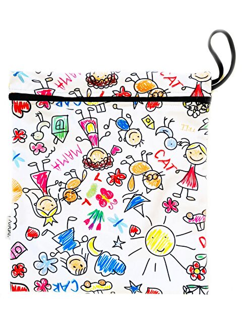 Yorni 30x37cm, Family, Su Geçirmez, Fermuarlı Islak Mayo, Kirli Bez Taşıma Çantası, Çok Amaçlı Torba