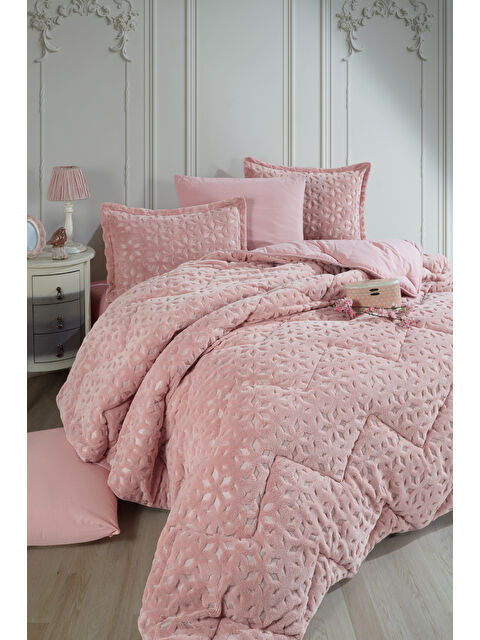 Clasy Wellsoft Jakarlı Çift Kişilik Uyku Seti Babil Pudra - S000291926-7152