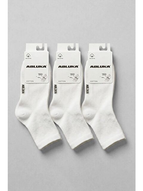 Abluka Online Erkek 3'Lü Pamuklu Soket Çorap Beyaz