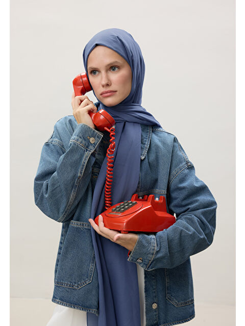 Fresh Scarfs İnce Pamuk Vual Şal Jean Mavi