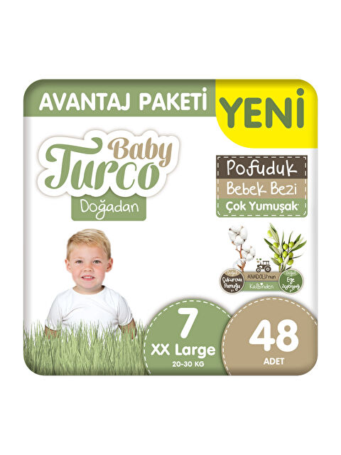 Baby Turco Doğadan Avantaj Paketi Pofuduk Bebek Bezi 7 Numara Xxlarge 48 Adet