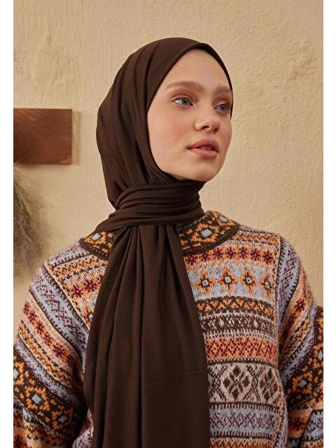 Fresh Scarfs Penye Şal Koyu Kahve
