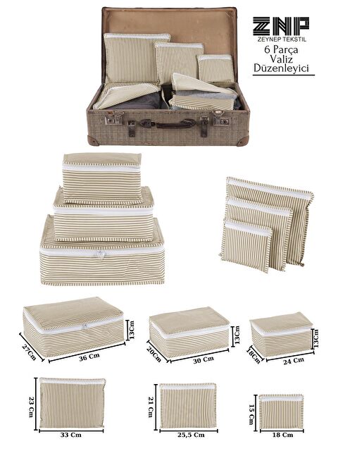 Maison Art Travel | Valiz Düzenleyici Set 6 Parça | Bavul İçi Organizer Bej - S000069782-19928