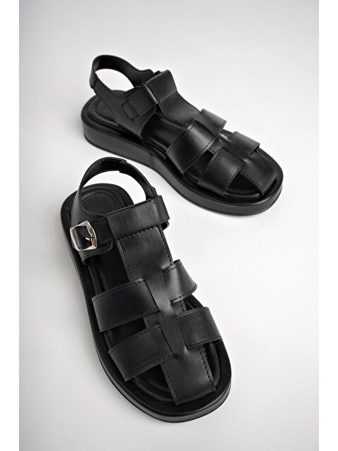 Muggo DOSSİ Dolgu Topuklu Bilekten Bağlamalı Tokalı Kadın Sandalet - S000215677-19351