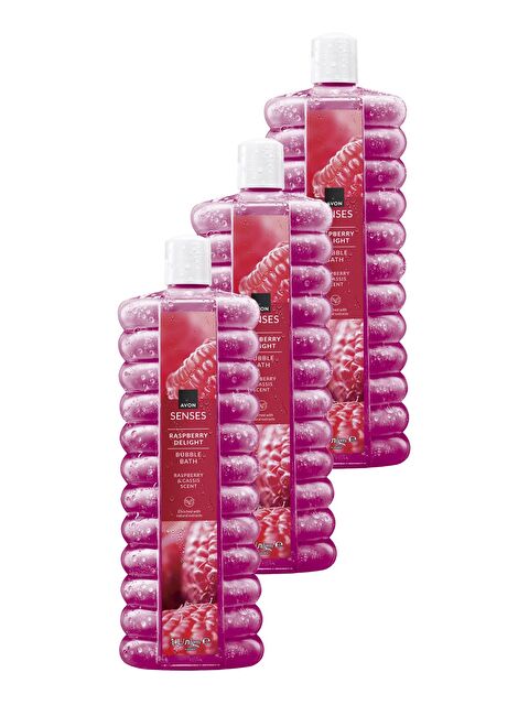 AVON Senses Raspberry Delight Ahududu ve Frenk Üzümü Kokulu Banyo Köpüğü 1 Lt. Üçlü Set - S000188738-10231