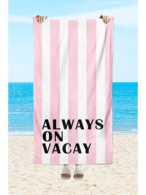Evmila Always on vacay desenli, baskılı 75x150 cm plaj havlusu