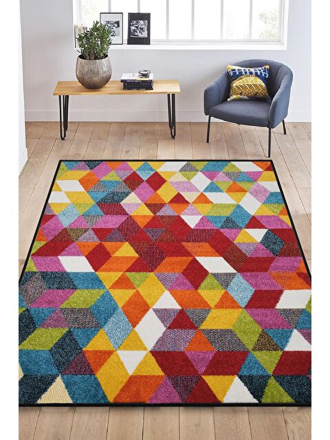 Konfor Halı Geo Renkli Modern Dokuma Halısı 6875-80x150 - S000209235-23173