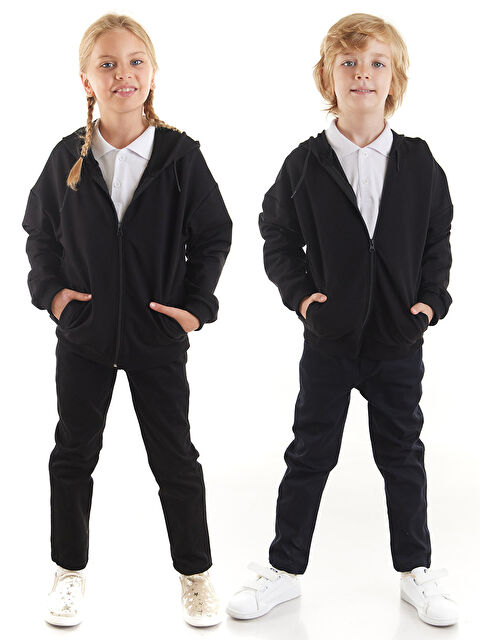 Ahengim Kız Çocuk Erkek Çocuk Fermuarlı Kapüşonlu Sweat AK2243 Tekli Sweat - S000264791-19351