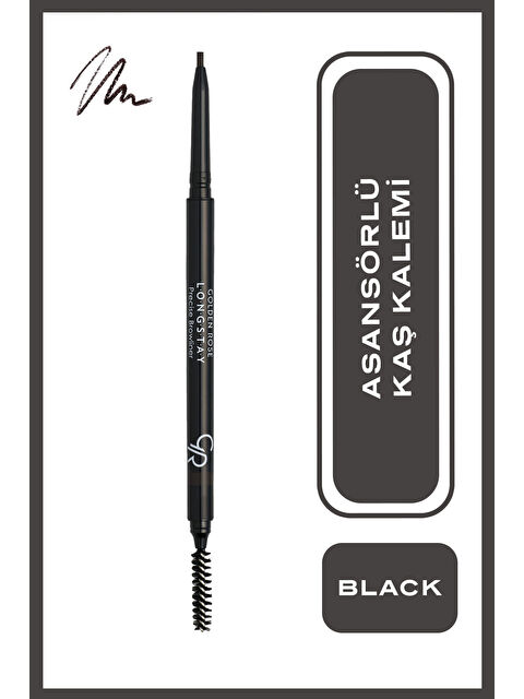 GOLDEN ROSE Longstay Precise Browliner No: 101 Black - Asansörlü Kaş Kalemi